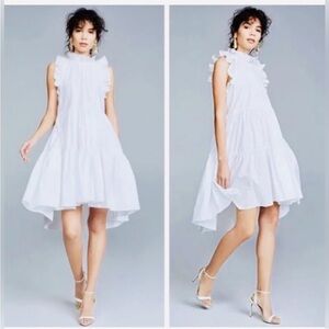 Ulla Johnson Tamsin White High Low Ruffled Cotton Dress